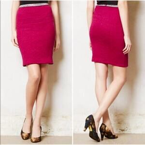 Moulinette Soeurs Anthropologie Calabria Wool Boucle Pencil Skirt Women's 14 Red